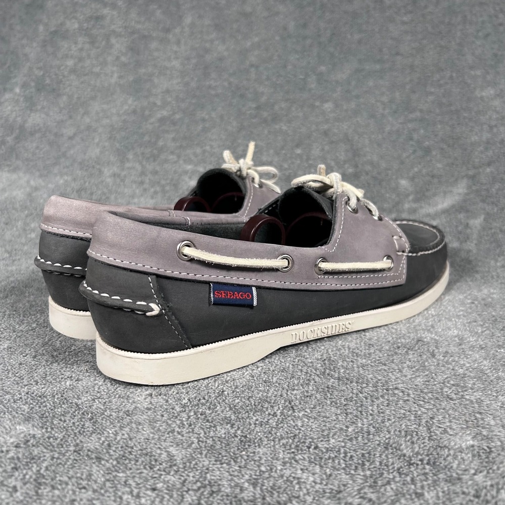 Sebago Docksides Grey Charcoal Nubuck Leather Boat Shoes Womens 9 M 79048122 - Picture 5 of 11